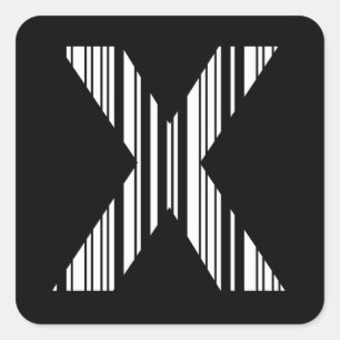 BRIEF X BAR CODE Eerste Initiaal Barcode Patroon Vierkante Sticker