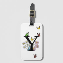 Brief Y Floral Butterfly Monogram Initiaal