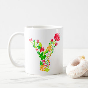 Brief y in Flowers Coffee Mok