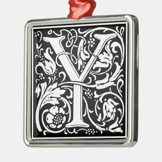 Brief Y Medieval Monogram Initiaal Metalen Ornament (Links)