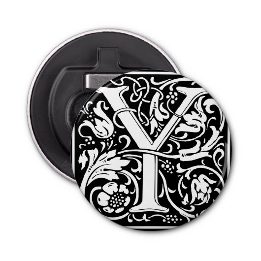 Brief Y Middeleeuws Monogram Art Nouveau Button Flesopener (Voorkant)