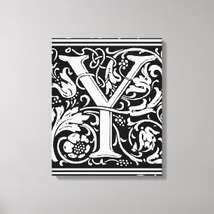 Brief Y Middeleeuws Monogram Art Nouveau Canvas Afdruk