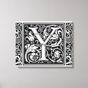 Brief Y Middeleeuws Monogram Art Nouveau Canvas Afdruk