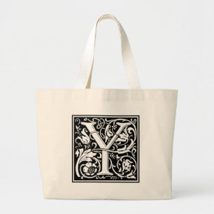 Brief Y Middeleeuws Monogram Art Nouveau Grote Tote Bag