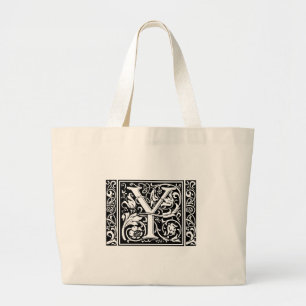 Brief Y Middeleeuws Monogram Art Nouveau Grote Tote Bag