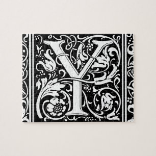 Brief Y Middeleeuws Monogram Art Nouveau Legpuzzel