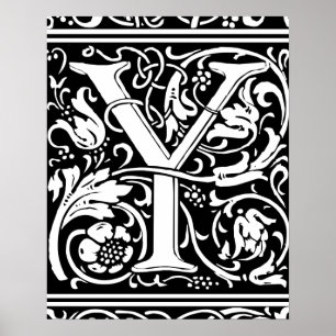 Brief Y Middeleeuws Monogram Art Nouveau Poster
