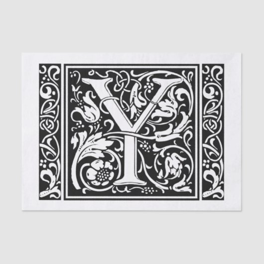 Brief Y Middeleeuws Monogram Art Nouveau Tissuepapier (Voorkant)