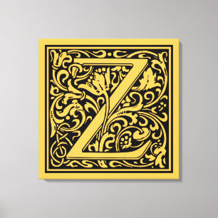 Brief Z Middeleeuws Monogram Art Nouveau Canvas Afdruk