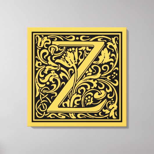Brief Z Middeleeuws Monogram Art Nouveau Canvas Afdruk (Voorkant)