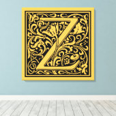 Brief Z Middeleeuws Monogram Art Nouveau Canvas Afdruk (Insitu (Houten vloer))