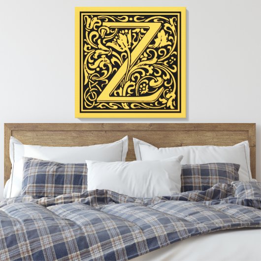 Brief Z Middeleeuws Monogram Art Nouveau Canvas Afdruk (Insitu (Slaapkamer))