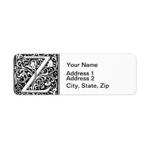 Brief Z Middeleeuws Monogram Art Nouveau Etiket