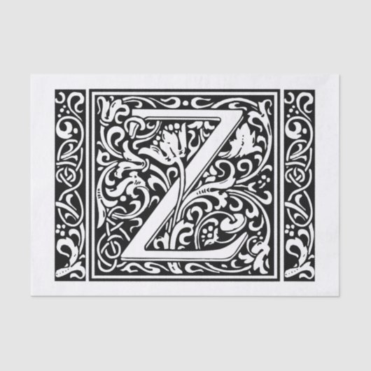 Brief Z Middeleeuws Monogram Art Nouveau Tissuepapier (Voorkant)