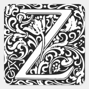 Brief Z Middeleeuws Monogram Art Nouveau Vierkante Sticker