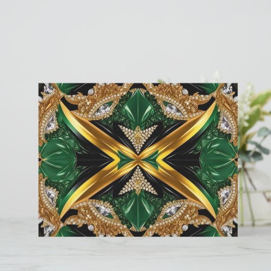 Briefhoofd met Jamaicaanse kleuren Design (Staand voorkant)