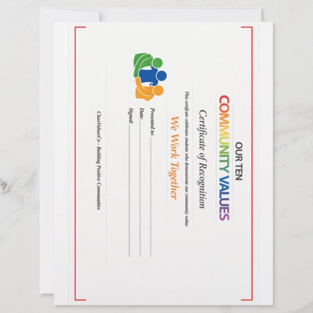 Briefhoofd Waarde Samen Certificaat (Voorkant)