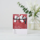 BRIEFHOUDER IN HOUT MONOGRAM rood goud metalen Visitekaartje (Staand voorkant)