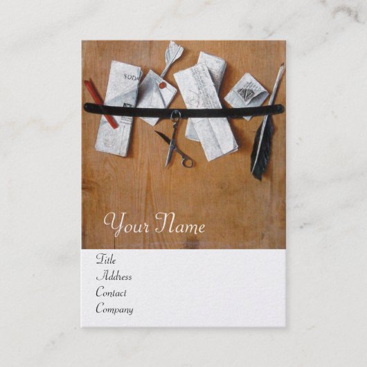 BRIEFHOUDER IN HOUT MONOGRAM wit perenbruin Visitekaartje (Voorkant)