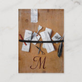 BRIEFHOUDER IN HOUT MONOGRAM wit perenbruin Visitekaartje (Achterkant)