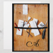 BRIEFHOUDER IN HOUT MONOGRAM, wit zwart (Voorkant / Achterkant)