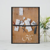 BRIEFHOUDER IN HOUT MONOGRAM, wit zwart (Staand voorkant)