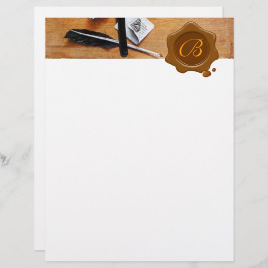 BRIEFHOUDER IN HOUTBROWN WAX SEAL MONOGRAM (Voorkant / Achterkant)