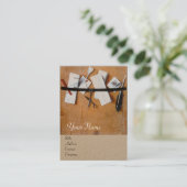 BRIEFHOUDER IN HOUTEN MONOGRAM Bruin Kraftpapier-D Visitekaartje (Staand voorkant)