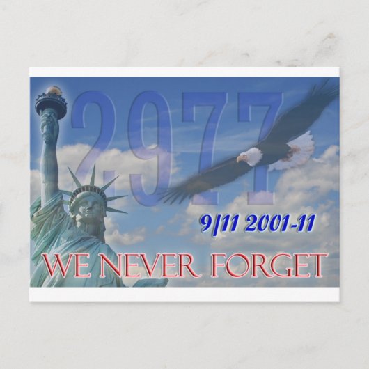Briefkaart 10-jarig jubileum 9/11 vergeten we nooi (Voorkant)