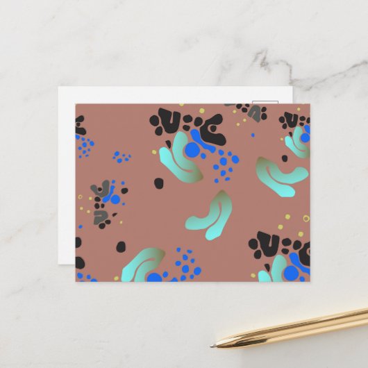 Briefkaart Abstract Kleurrijke Blobs Fun (Voorkant / Achterkant in situ)