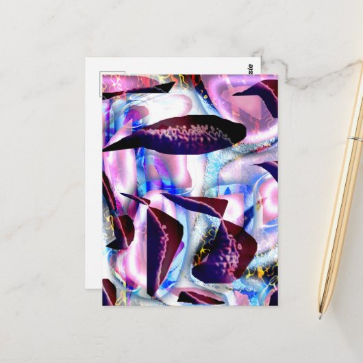 Briefkaart abstracte Oceaan (Voorkant / Achterkant in situ)