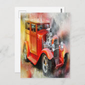 Briefkaart abstracte Vintage Car (Voorkant / Achterkant)