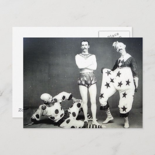 Briefkaart Acrobat en Clowns (Voorkant / Achterkant)