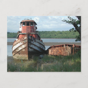 Briefkaart: afgedankte sleepboot briefkaart