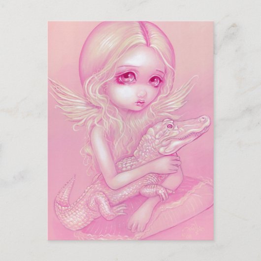 briefkaart "Albino Alligator Angel" (Voorkant)