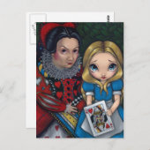 briefkaart "Alice and the Queen of Hearts" (Voorkant / Achterkant)