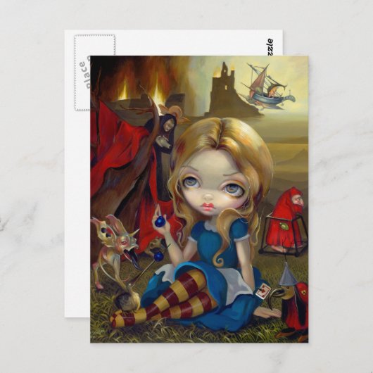 briefkaart "Alice en de Bosch Monsters" (Voorkant / Achterkant)