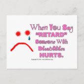 Briefkaart - Als je zegt: "Retard", dan is er een  (Voorkant)
