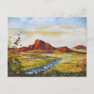 Briefkaart Ann Hayes schilderend Red Rock Canyan