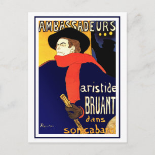 Briefkaart: Aristide Bruant door Toulouse-Lautrec Briefkaart