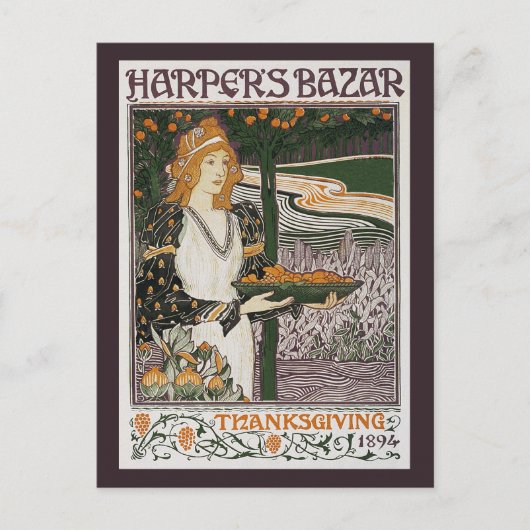Briefkaart: Art Nouveau - L.Rhead - Thanksgiving Feestdagenkaart (Voorkant)