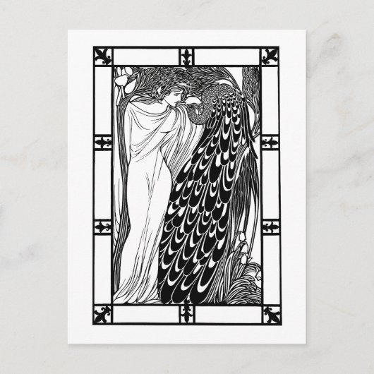 Briefkaart: Art Nouveau Peacock Artwork - The Kiss Briefkaart (Voorkant)