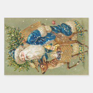 Briefkaart Art Santa Clause St Nick Nicholas Inpakpapier Vel