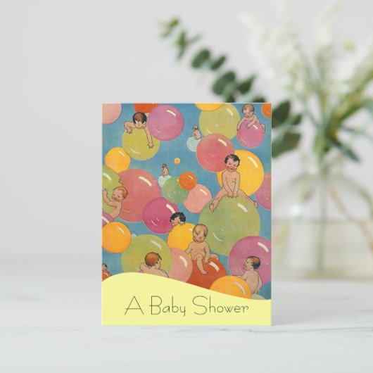 Briefkaart Baby shower aankondigingen ballon (Staand voorkant)