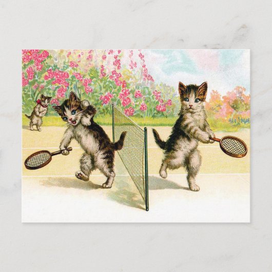 Briefkaart: Badminton Kittens kunst Briefkaart (Voorkant)