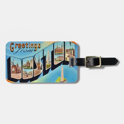 Briefkaart Bagagelabel van Boston (Voorkant horizontaal)