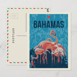 Briefkaart Bahamas Caribbean Pink Flamingos