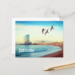 Briefkaart Barcelona, Spanje - strand van Barcelon