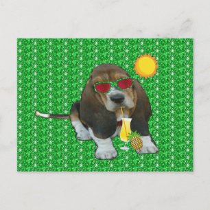 Briefkaart Basset Hound Sheldon Summer Time