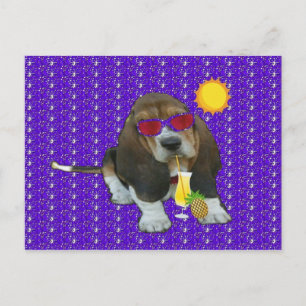 Briefkaart Basset Hound Sheldon Summer Time